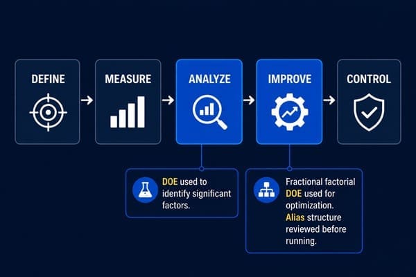DMAIC process flow diagram