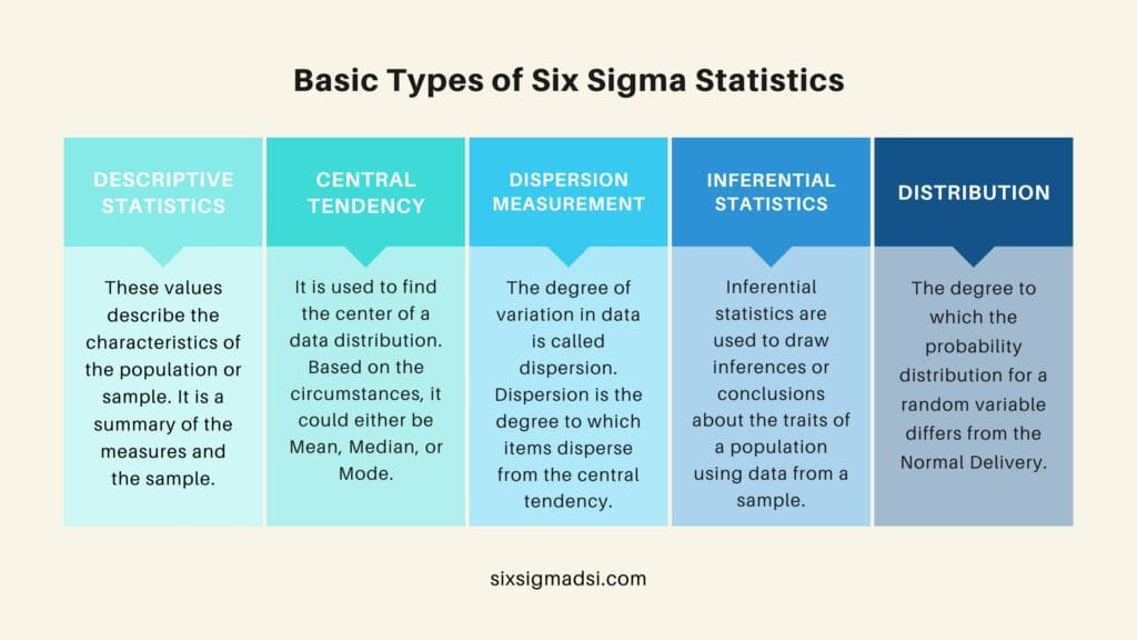 What are the types of Lean Six Sigma statistics?