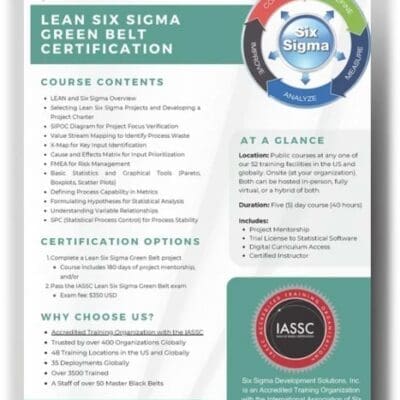 Lean Six Sigma Green Belt Training Brochure