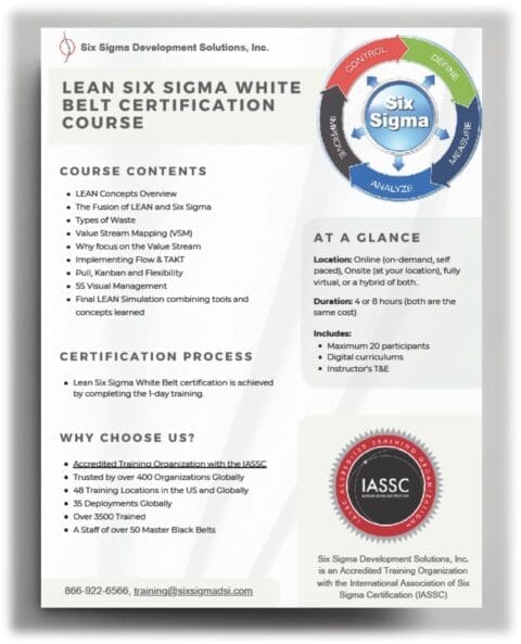 Lean Six Sigma White Belt Training Brochure